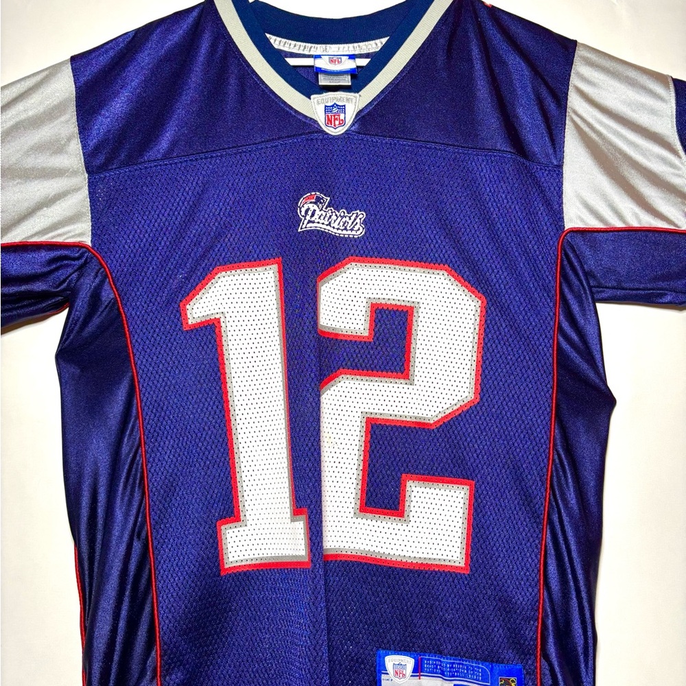 New England Patriots Tom Brady #12 Reebok NFL Blue Home Football Jersey Size S